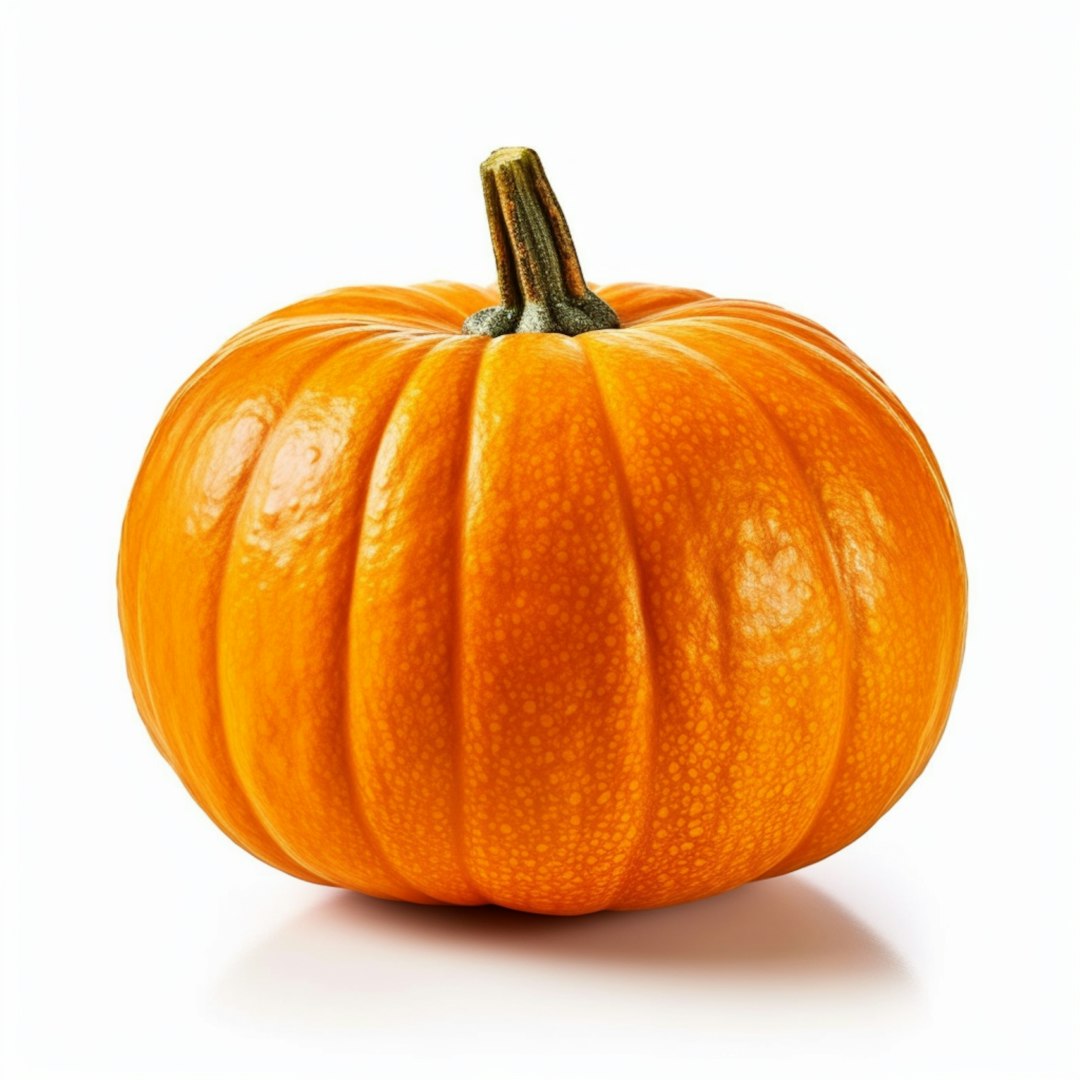 Photo by personalgraphic.com a small orange pumpkin on a white background